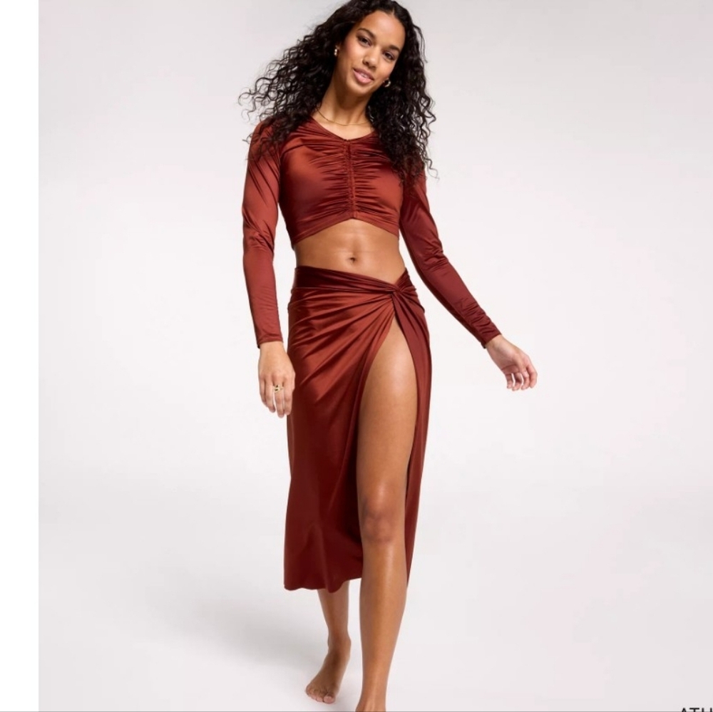 CALIA Long Sleeve Ruched Swim Rashguard - Picture 4 of 8